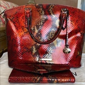 Brahmin Medium Duxbury and wallet set. Crimson Rosebay
